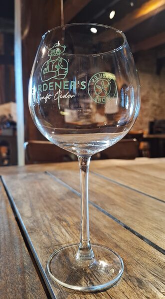 Cider glass with logo