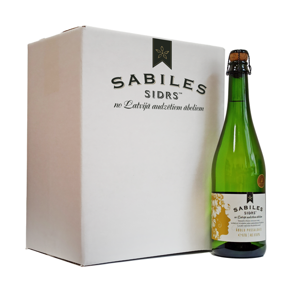 Kaste ābolu pussaldā Sabiles sidra 8.0%, 0.75L (6 pudeles)