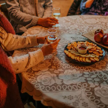 Cider and cheese plate