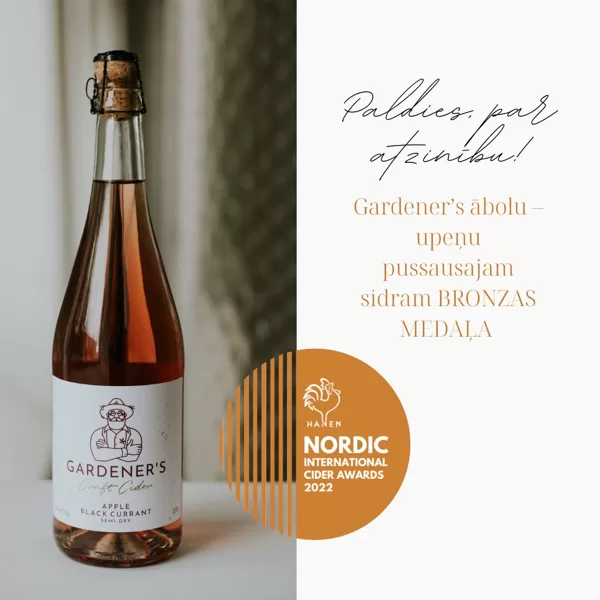 Upeņu-ābolu Gardener's sidrs ar NICA bronzas medaļu